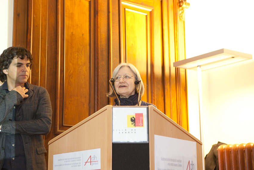 Chappatte et Marie Heuzé, Vice-Présidente de la Fondation Cartooning for Peace