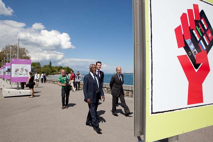 Inauguration de l’exposition par Kofi Annan et Pierre Maudet (Maire de Genève)