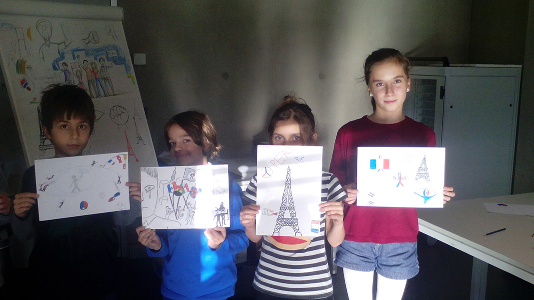 After November 13 attacks – Pupils of The International School in Geneva (Workshop with Cartoonist Hani Abbas)