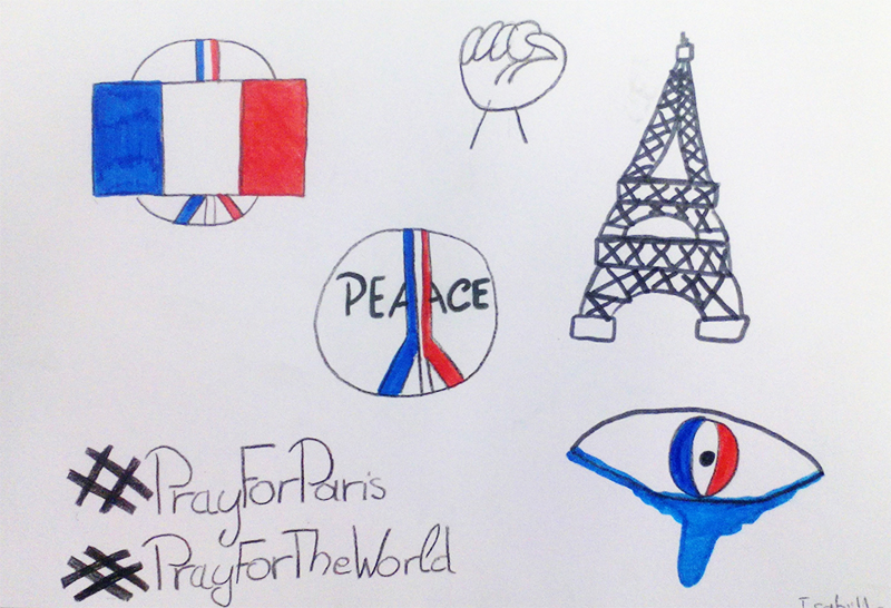 After November 13 attacks – Pupils of The International School in Geneva (Workshop with Cartoonist Hani Abbas)