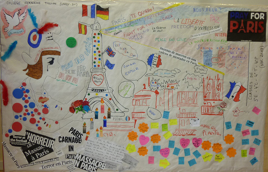 After November 13 attacks – Drawing by Students of College Germain Tillion (Lardy – France)