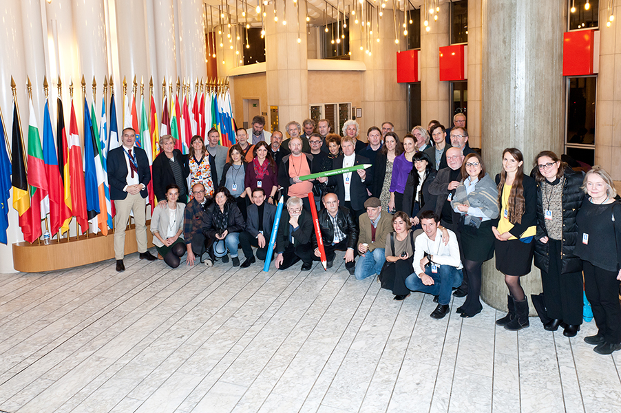 28 cartoonists at the European Parliament, December 15