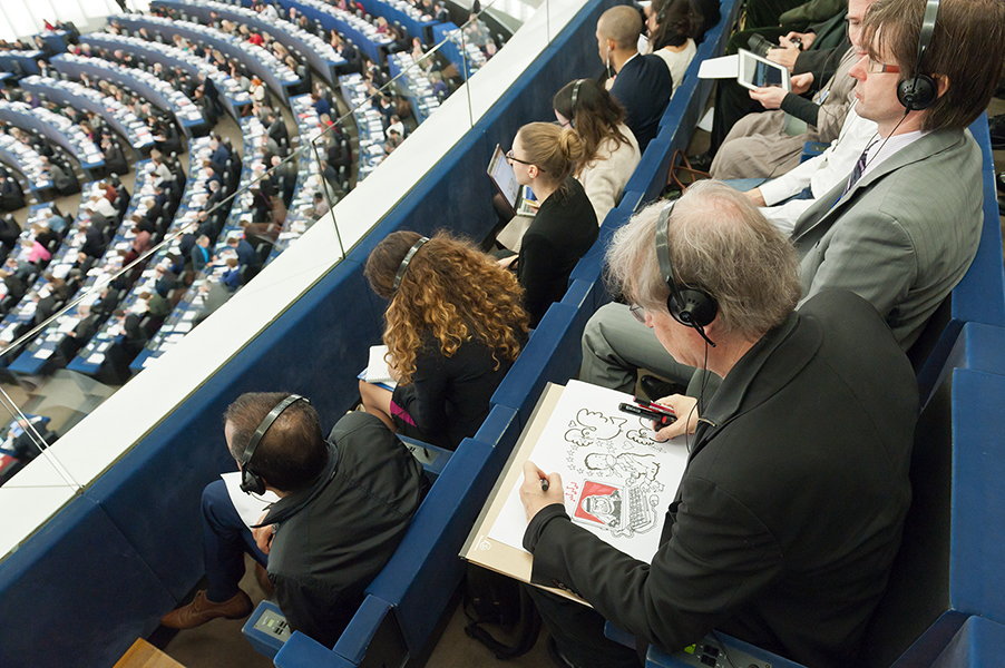 Drawing live during the Sakharov Prize Ceremony