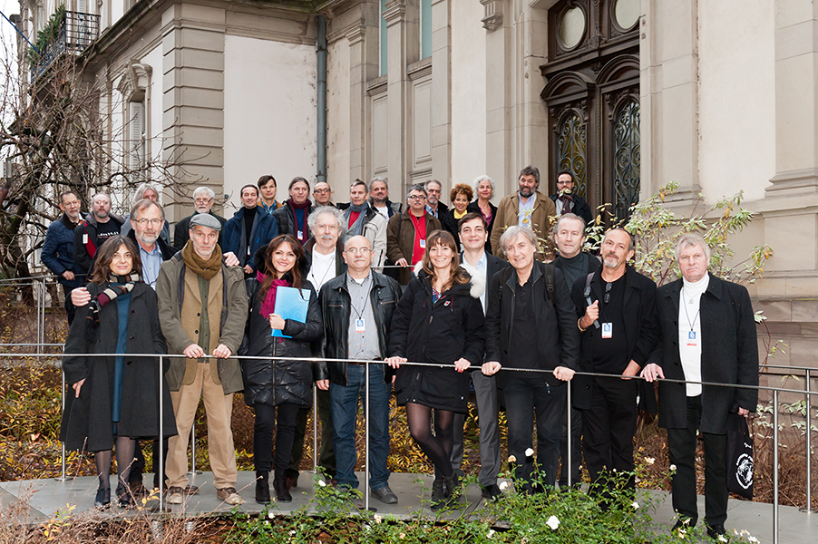 The 28 cartoonists in Front of Tomi Ungerer Museum, December 16