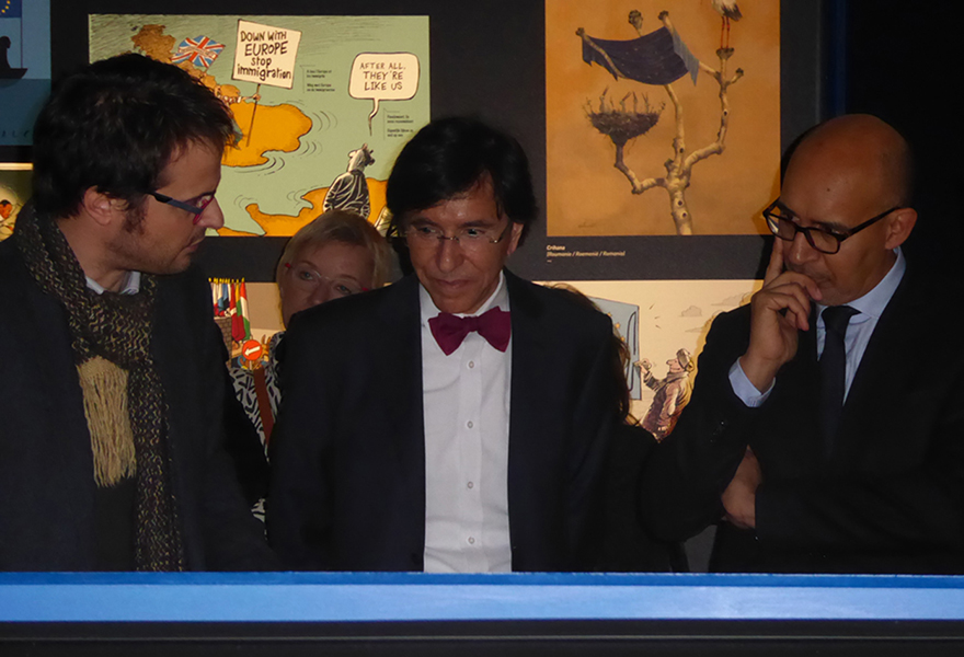 Nicolas Vadot (curator), Elio di Rupo (Mons’s burgomaster) and Harlem Désir (State Secretary for European Affairs)