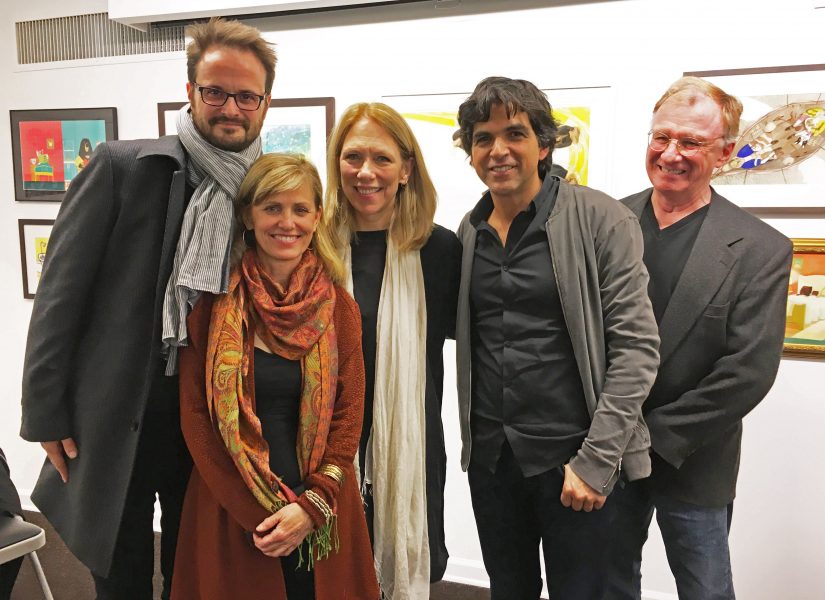 Dessinateurs à NY / Cartoonists in NYC – Nicolas Vadot (Belgique / Belgium), Ann Telnaes (USA), Liza Donelly (USA), Patrick Chappatte (Suisse / Switzerland) and Jeff Danziger (USA)