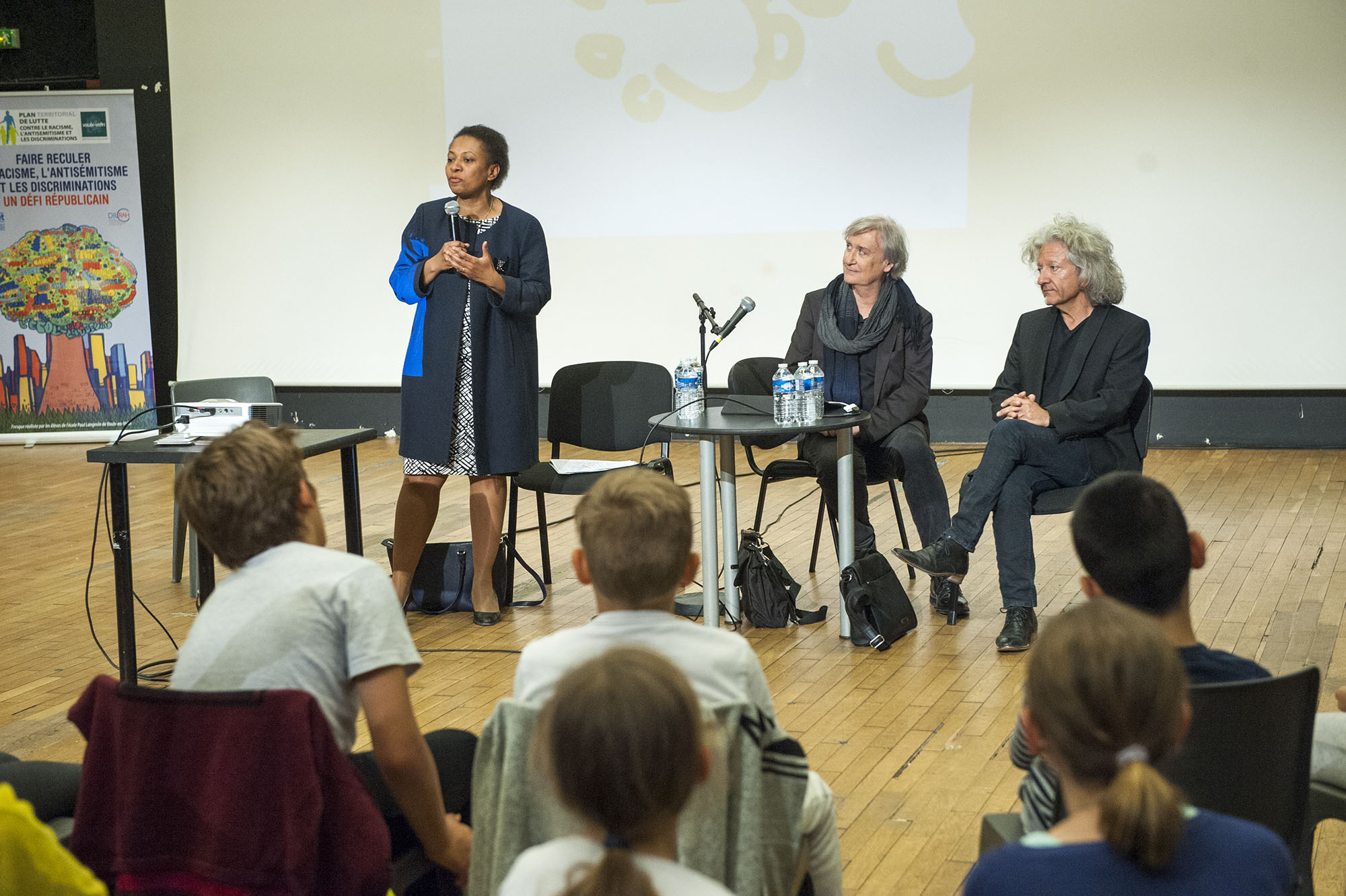 Hélène Geoffroy, maire de Vaulx en Velin, Plantu (France) et Kristian (France) – Photo : Thierry Chassepoux