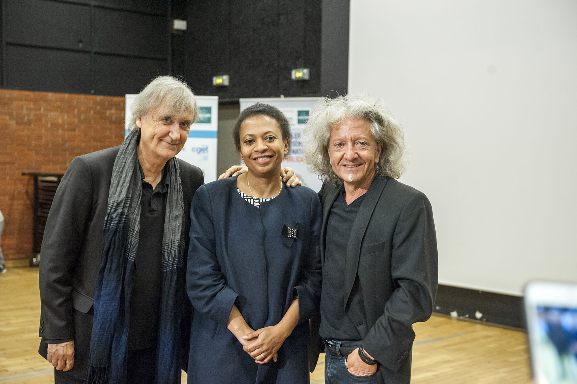 Hélène Geoffroy, maire de Vaulx en Velin, Plantu (France) et Kristian (France) – Photo : Thierry Chassepoux