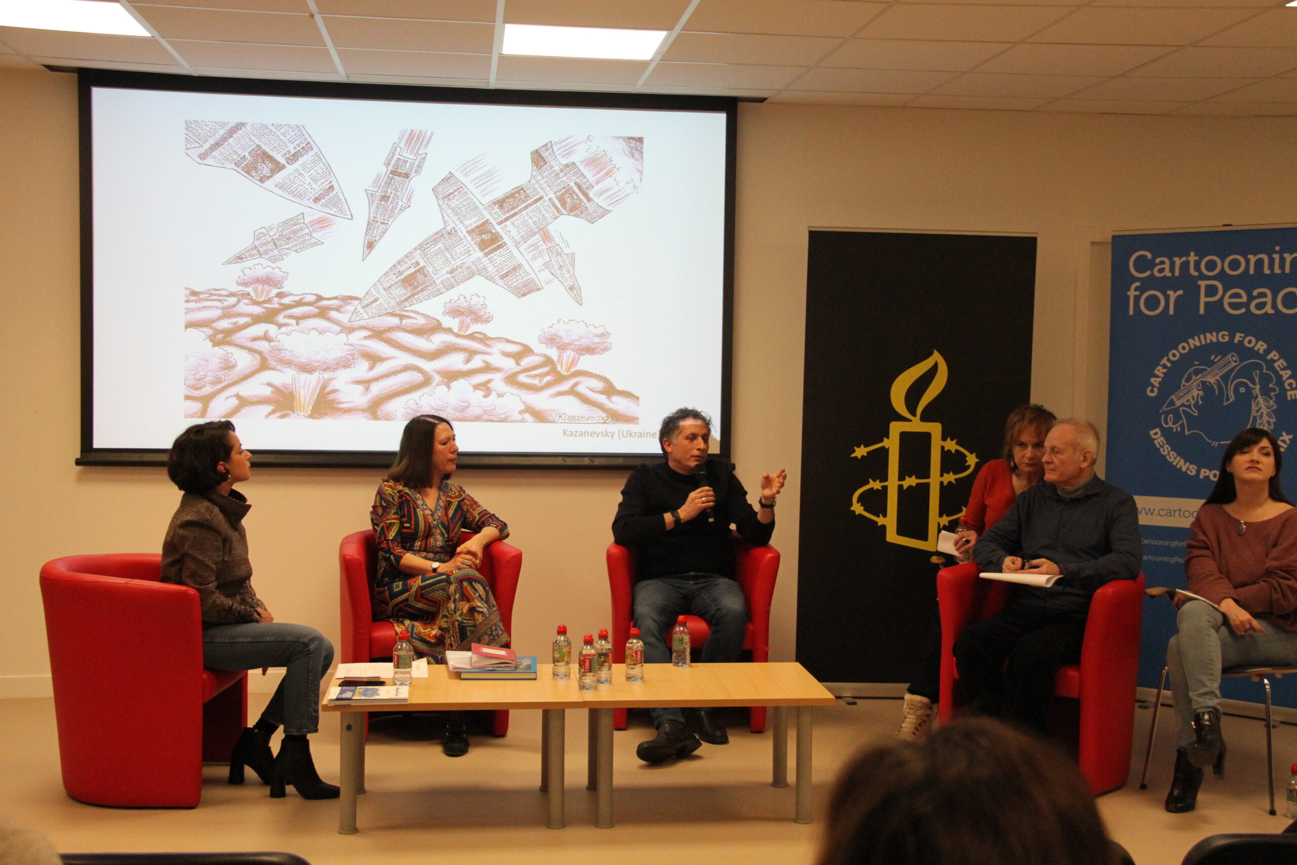 Aabla Jounaïdi, Marie Struthers, Guillaume Herbault and Vladimir Kazanevsky © Gaël Grilhot – Amnesty International