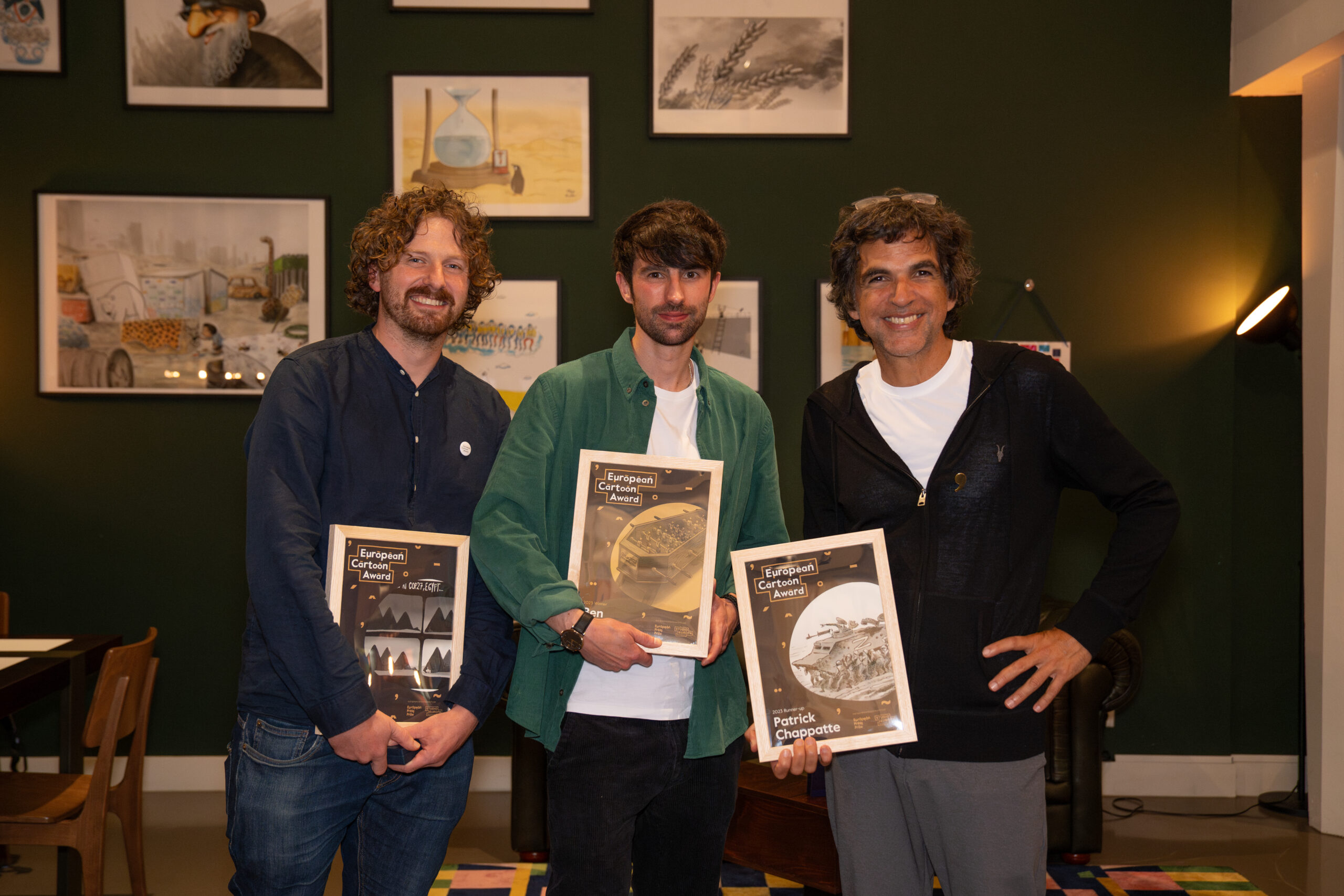 Harry Burton (Ireland), Ben Jennings (UK) et Chappatte (Switzerland)