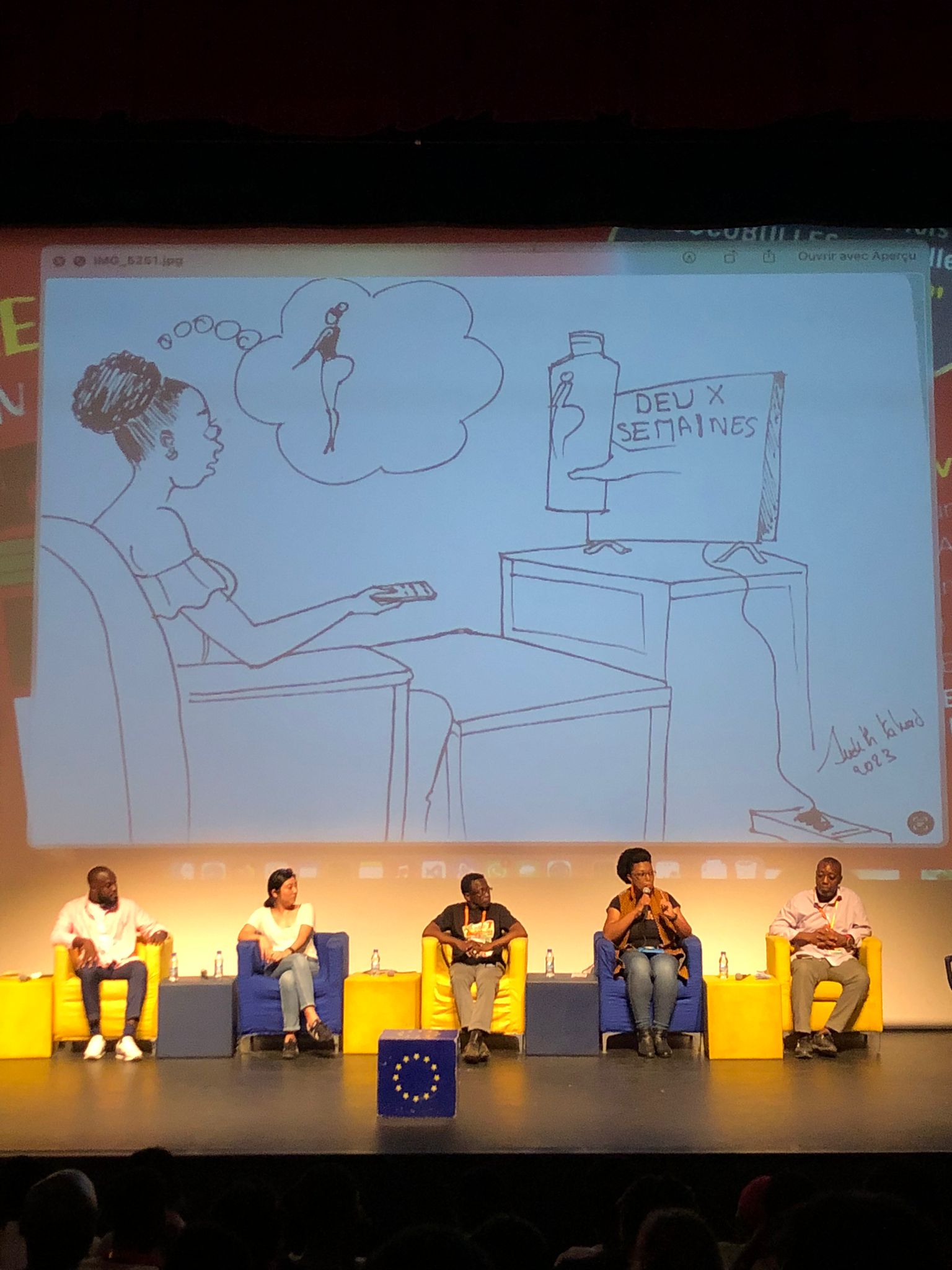 Live cartooning by Judith Kaluaj (DRC)