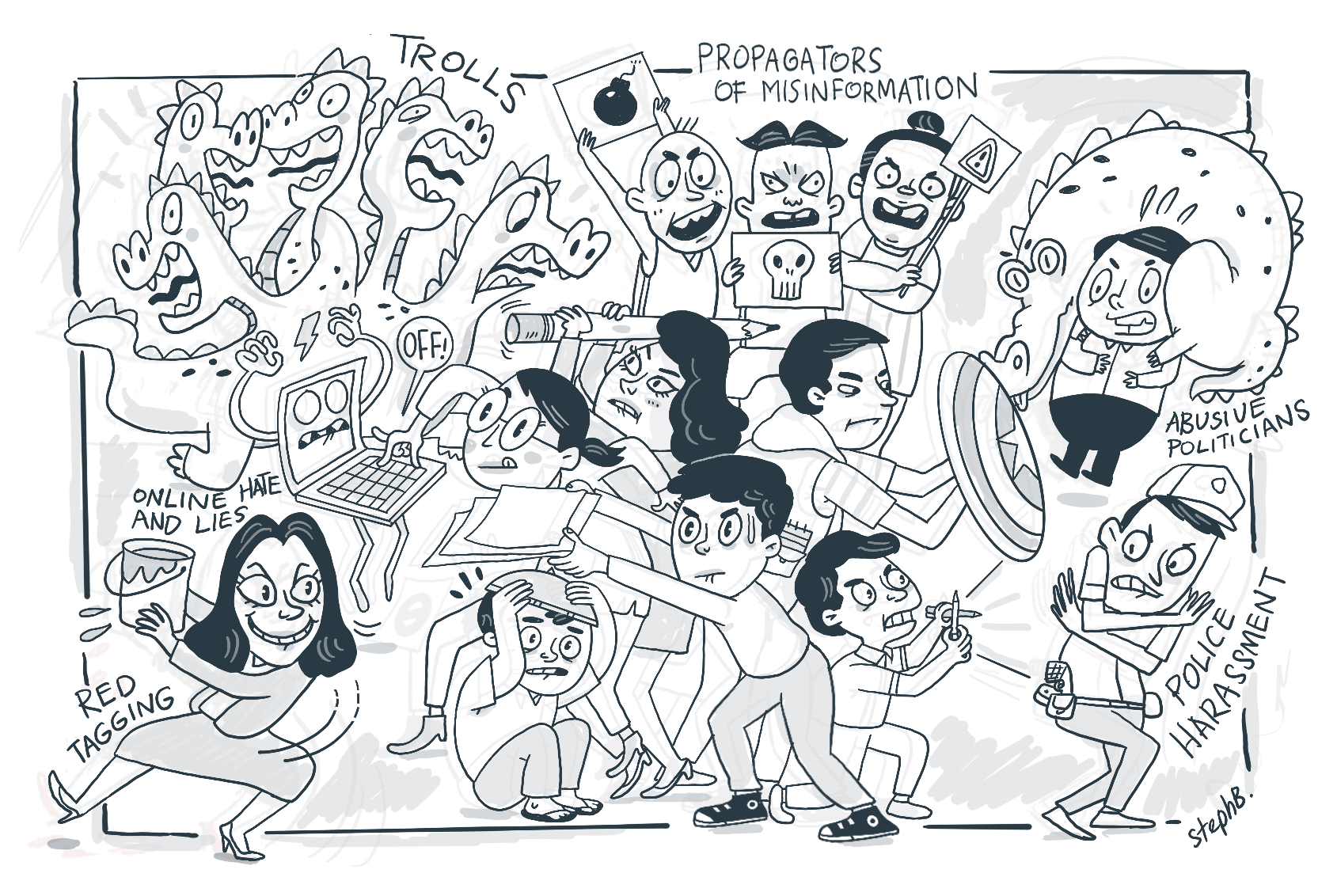 Dessin en direct par StephB pendant la table-ronde de Manille (Rappler Newsroom)