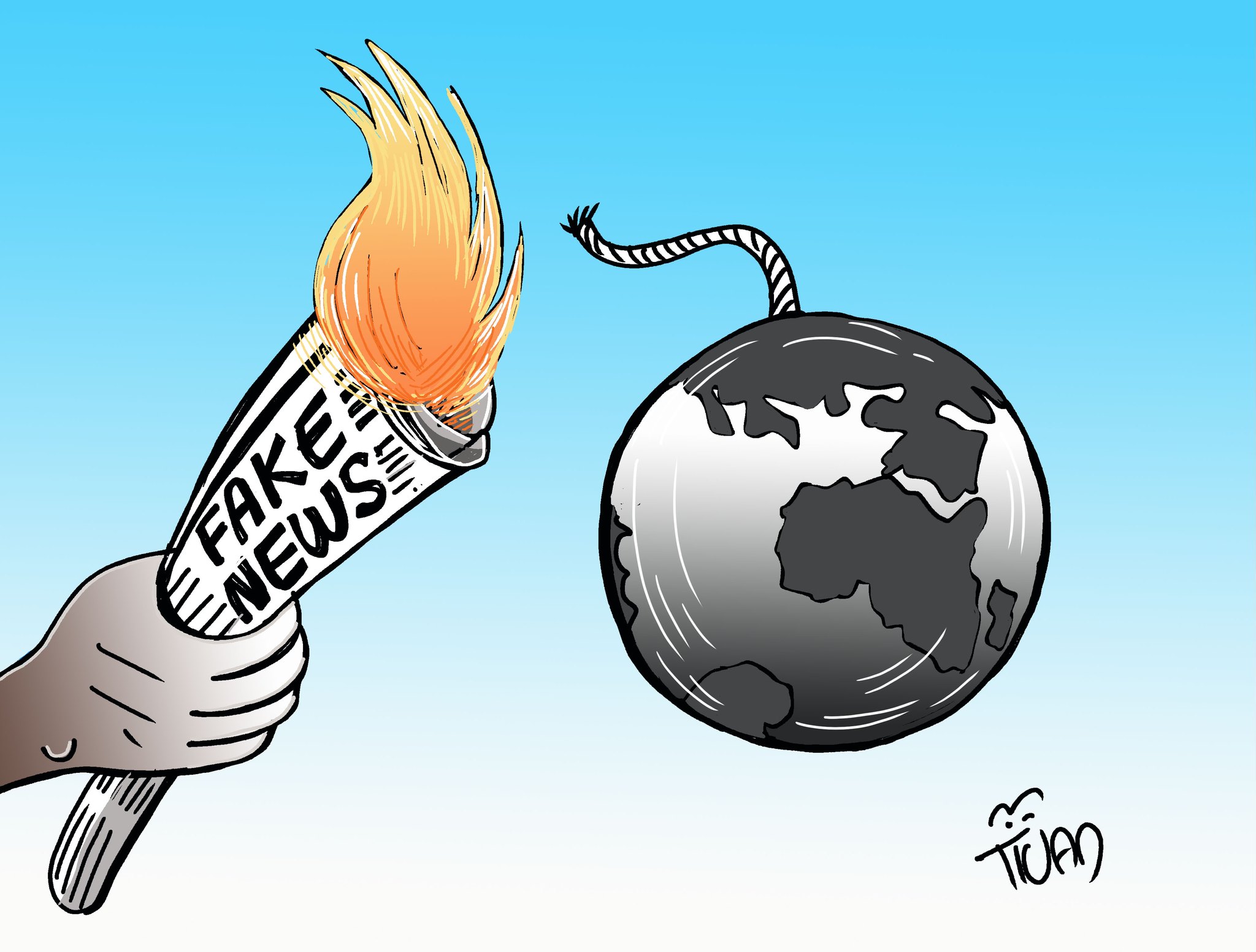Dessin lauréat Prix Cartooning for Peace du dessin de presse : Cheick Tidiam Ba (Sénégal)