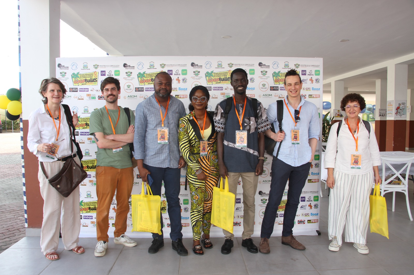 L’équipe Cartooning for Peace, Cédric Quenum, Ravanelly Ntumba, Azil Momar LO, Piet, Dlog